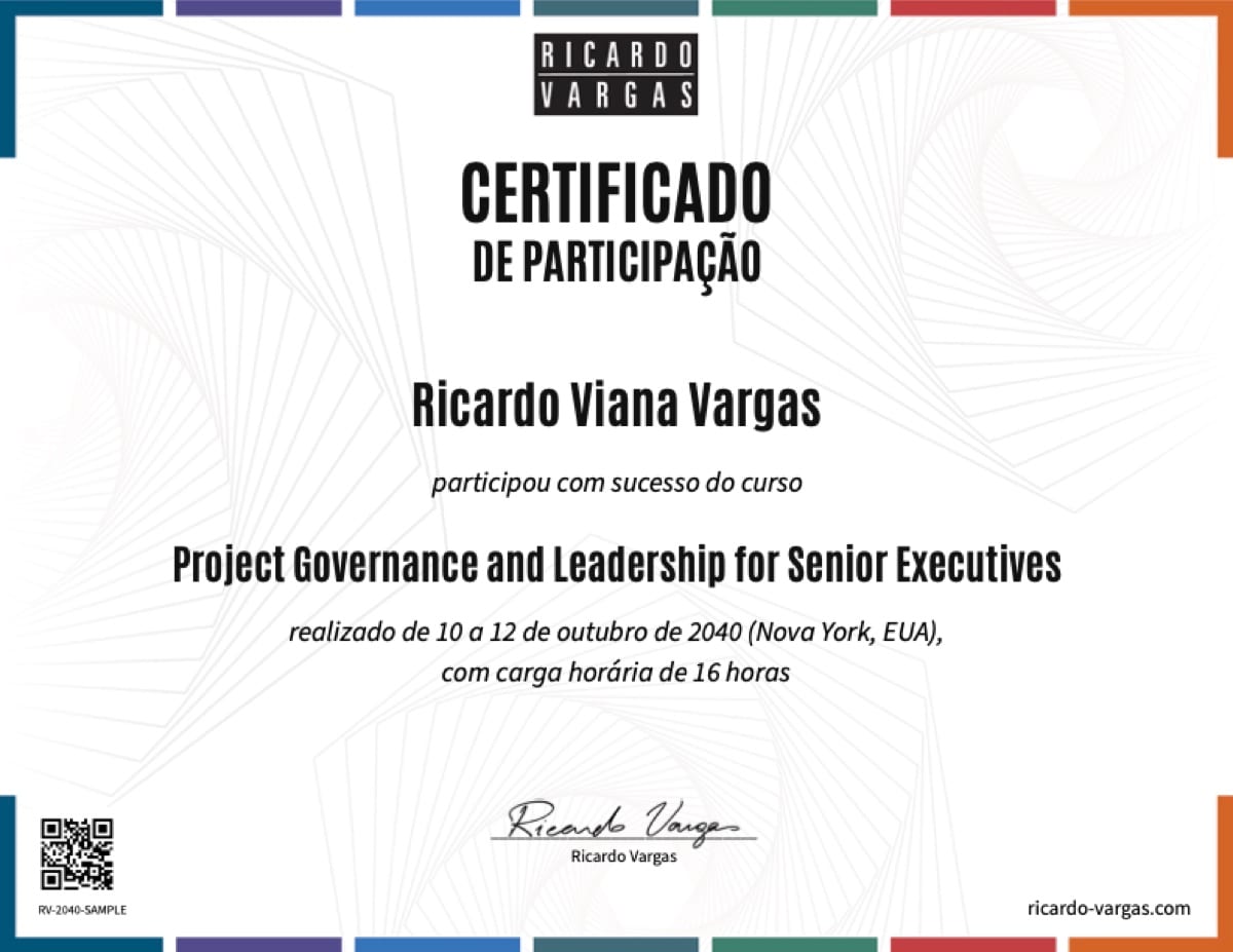 Certificado: Ricardo Viana Vargas, Project Governance and Leadership for Senior Executives