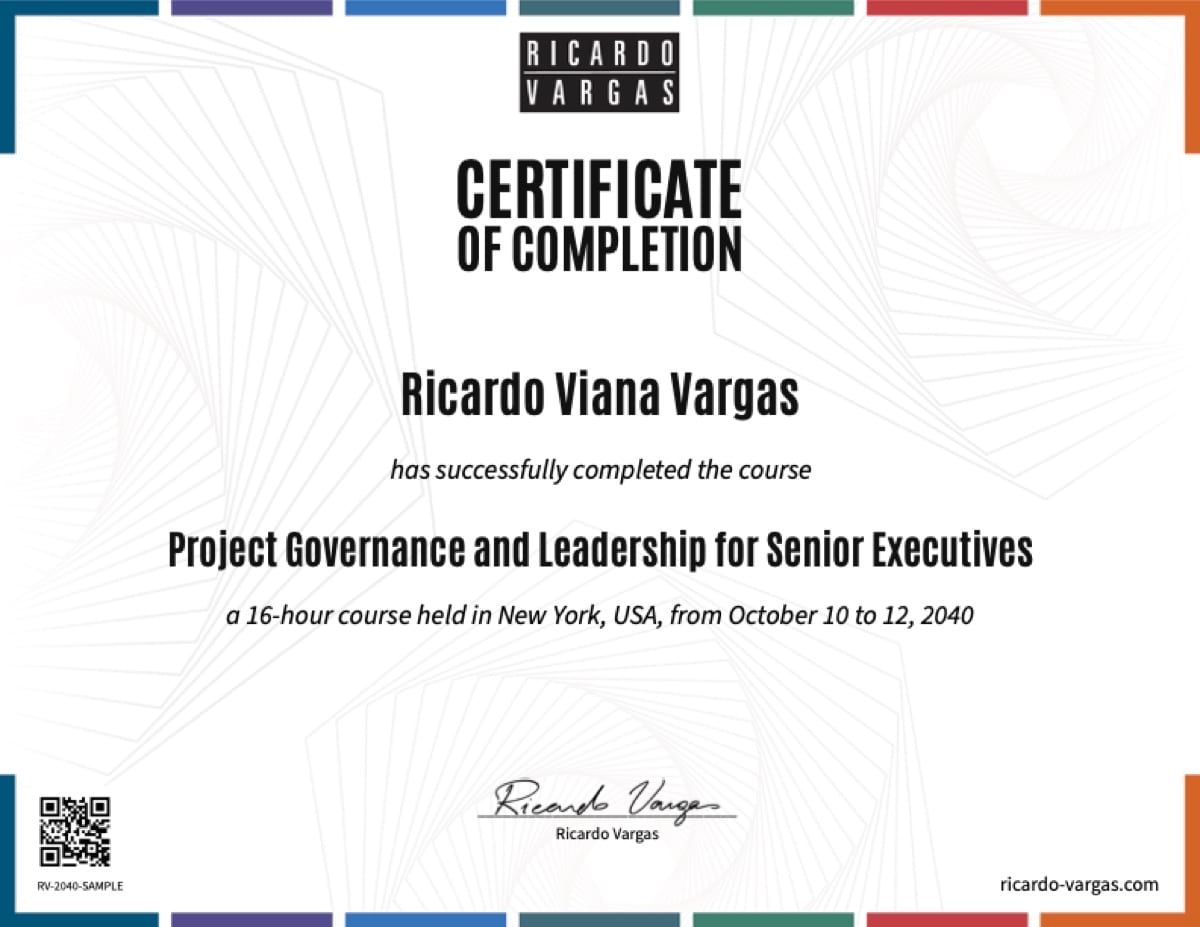Certificate: Ricardo Viana Vargas, Project Governance and Leadership for Senior Executives